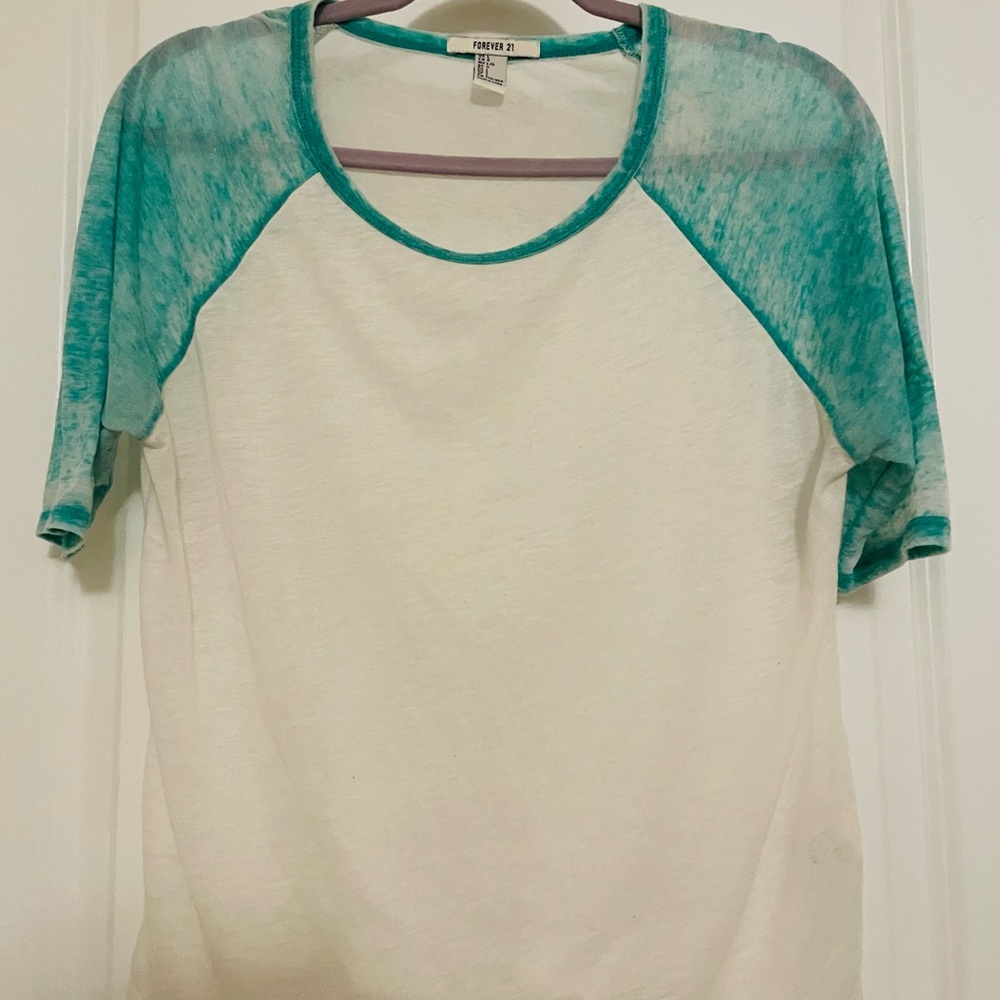 3/4 Faded Blue Sleeved Sheer Baseball Tee